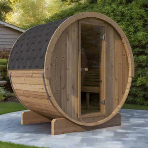 SaunaLife 4 Person 6' Long Barrel Sauna | Ergo Model E7 Sauna Life