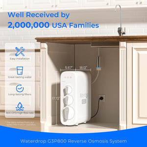 Waterdrop G3P800 Reverse Osmosis Tankless System with UV Sterilizing Light - 800 GPD - Fitness Recovery Lab