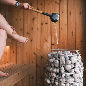 Essential Sauna Accessories Package | Bucket & Ladle, Thermometer, Hygrometer, Sand Timer, Backrest, Headrest, Paraffin Oil