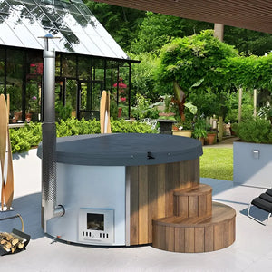 SaunaLife 2-6 Person Luxury Wood-Fired Hot Tub Spa | Model S4B/S4N Sauna Life
