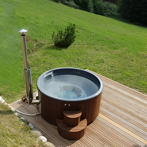SaunaLife 2-6 Person Luxury Wood-Fired Hot Tub Spa | Model S4B/S4N