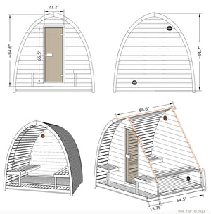 SaunaLife 4-Person Traditional Outdoor Pod Sauna | Model G3 Sauna Life