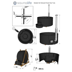 SaunaLife 2-6 Person Luxury Wood-Fired Hot Tub Spa | Model S4B/S4N Sauna Life