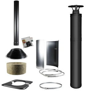 Harvia Black Chimney Kit for Wood-Burning Stove / Heater WHP1500M , 1500mm, Black Steel - Fitness Recovery Lab