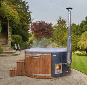 SaunaLife 2-6 Person Luxury Wood-Fired Hot Tub Spa | Model S4B/S4N