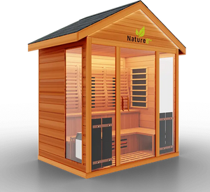 Medical Breakthrough Saunas - Nature 8 Plus - 4 Person Hybrid Steam And Infrared Outdoor Sauna - Fitness Recovery Lab