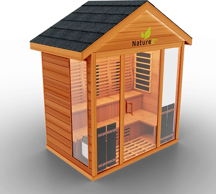 Medical Breakthrough Saunas - Nature 8 Plus - 4 Person Hybrid Steam And Infrared Outdoor Sauna - Fitness Recovery Lab