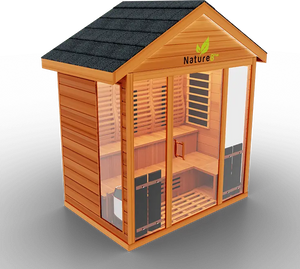 Medical Breakthrough Saunas - Nature 8 Plus - 4 Person Hybrid Steam And Infrared Outdoor Sauna - Fitness Recovery Lab