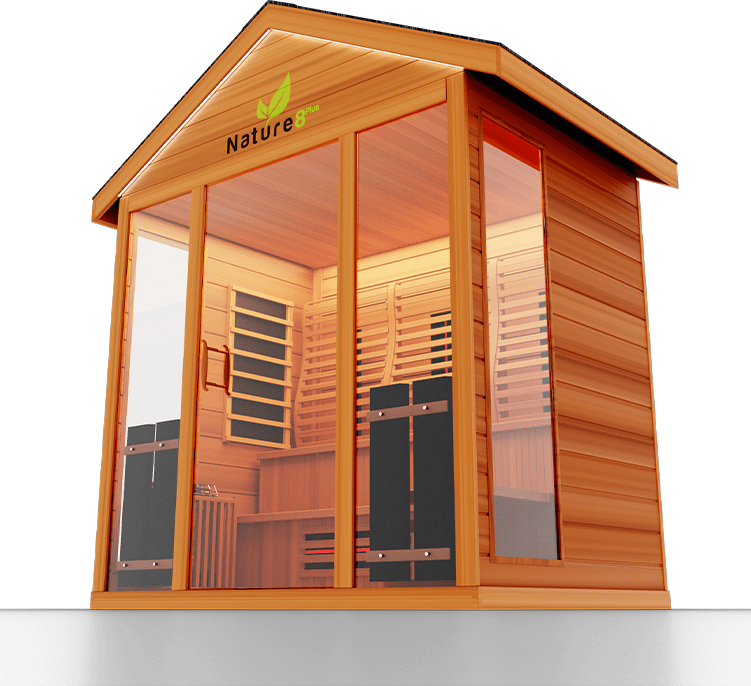 Medical Breakthrough Saunas - Nature 8 Plus - 4 Person Hybrid Steam And Infrared Outdoor Sauna - Fitness Recovery Lab