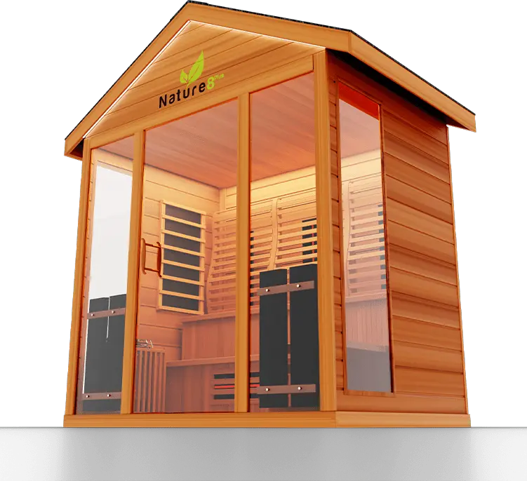 Medical Breakthrough Saunas - Nature 8 Plus - 4 Person Hybrid Steam And Infrared Outdoor Sauna - Fitness Recovery Lab