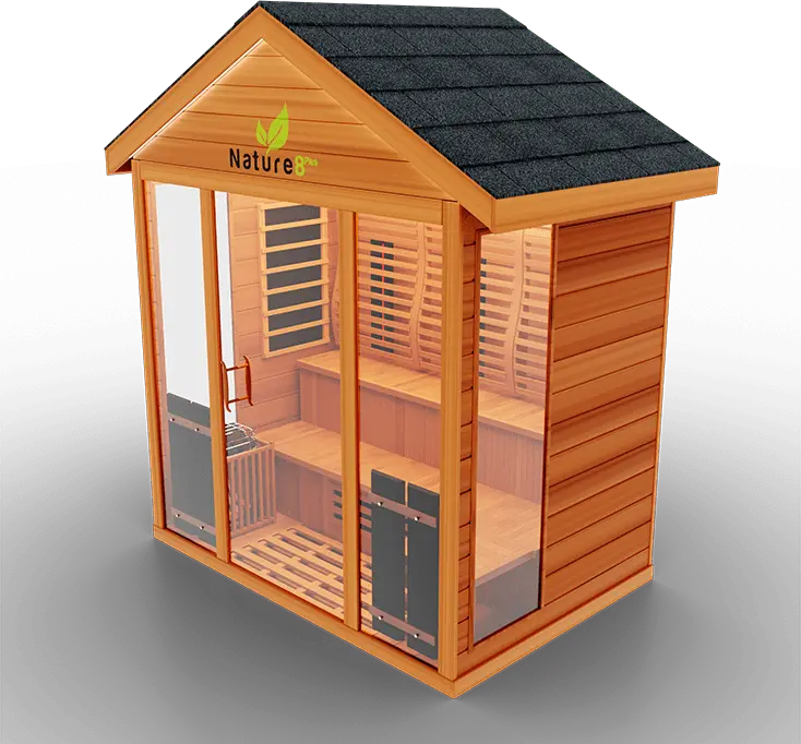 Medical Breakthrough Saunas - Nature 8 Plus - 4 Person Hybrid Steam And Infrared Outdoor Sauna - Fitness Recovery Lab