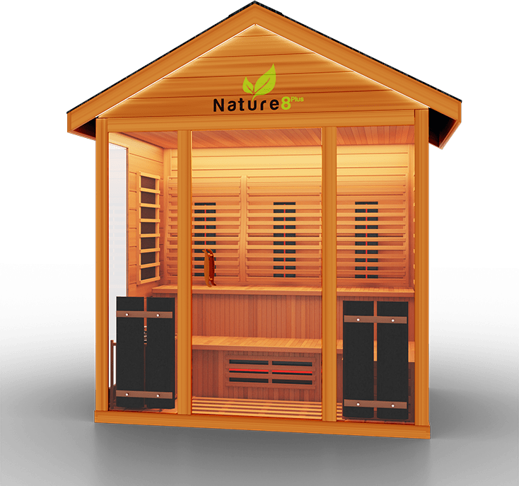 Medical Breakthrough Saunas - Nature 8 Plus - 4 Person Hybrid Steam And Infrared Outdoor Sauna - Fitness Recovery Lab