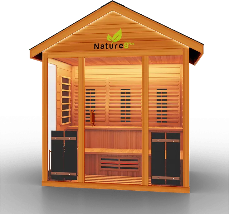 Medical Breakthrough Saunas - Nature 8 Plus - 4 Person Hybrid Steam And Infrared Outdoor Sauna - Fitness Recovery Lab
