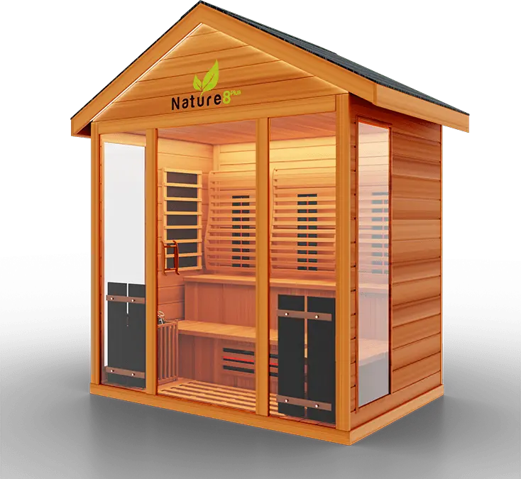Medical Breakthrough Saunas - Nature 8 Plus - 4 Person Hybrid Steam And Infrared Outdoor Sauna - Fitness Recovery Lab