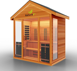Medical Breakthrough Saunas - Nature 8 Plus - 4 Person Hybrid Steam And Infrared Outdoor Sauna - Fitness Recovery Lab