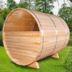 Dundalk Serenity Barrel Sauna 2-4 Persons w/ Panoramic Glass - Fitness Recovery Lab