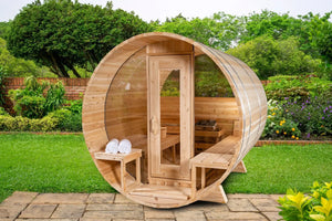 Dundalk Serenity Barrel Sauna 2-4 Persons w/ Panoramic Glass - Fitness Recovery Lab