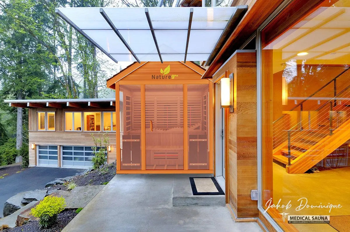 Medical Breakthrough Saunas - Nature 9 Plus 6 Person Hybrid Steam And Infrared Outdoor Sauna - Fitness Recovery Lab