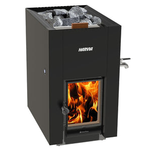 Harvia Linear 22 Greenflame ES Wood-Burning Sauna Stove / Heater w/ Water Tank - Fitness Recovery Lab