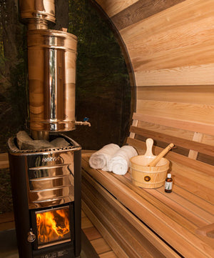 Out the top chimney kit with water tank and heat shield - Fitness Recovery Lab
