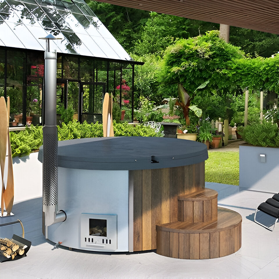 SaunaLife 2-6 Person Luxury Wood-Fired Hot Tub Spa | Model S4B/S4N