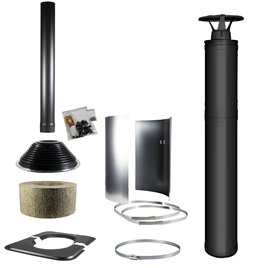 Harvia Black Chimney Kit for Wood-Burning Stove / Heater WHP1500M , 1500mm, Black Steel - Fitness Recovery Lab