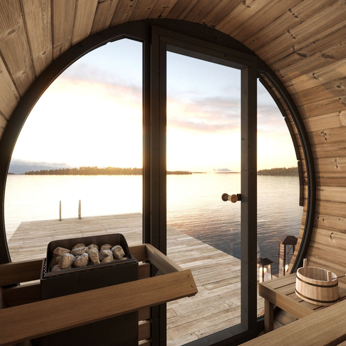 SaunaLife 4 Person 5.25&#39; Long Barrel Sauna | Ergo Model EE6G