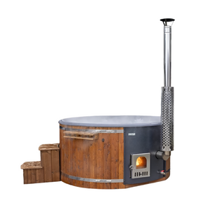 SaunaLife 2-6 Person Luxury Wood-Fired Hot Tub Spa | Model S4B/S4N