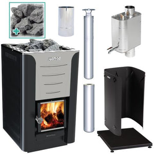 Harvia PRO 20 24kW Wood Burning Sauna Stove / Heater w/ Chimney Kit | WK200 Kit - Fitness Recovery Lab
