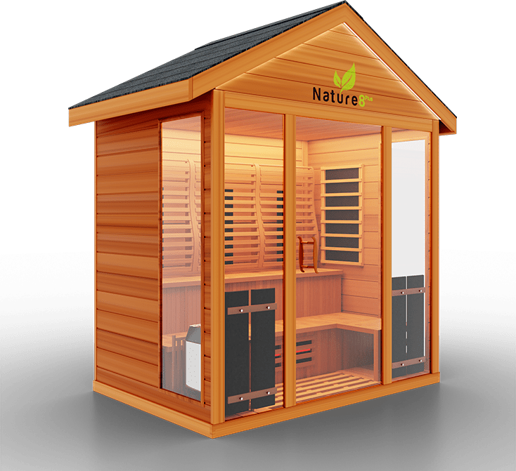 Medical Breakthrough Saunas - Nature 8 Plus - 4 Person Hybrid Steam And Infrared Outdoor Sauna - Fitness Recovery Lab