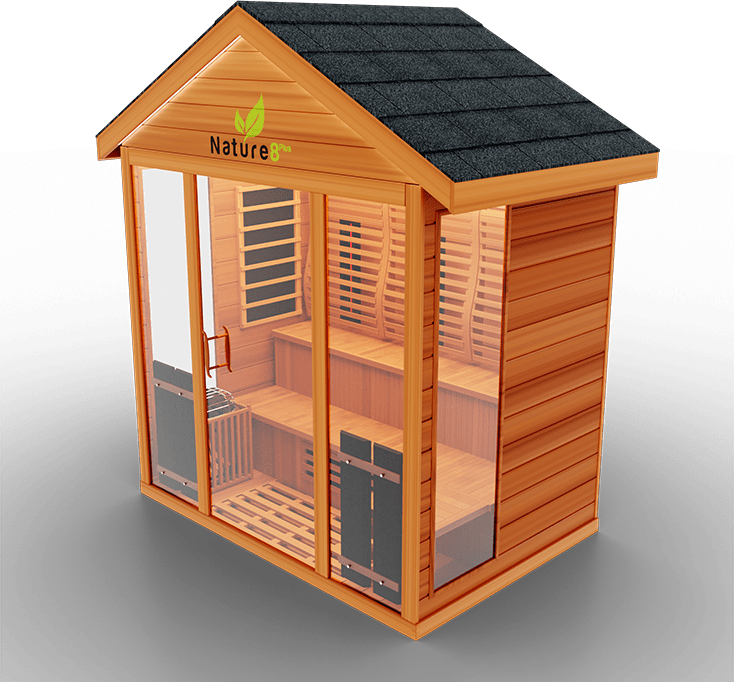 Medical Breakthrough Saunas - Nature 8 Plus - 4 Person Hybrid Steam And Infrared Outdoor Sauna - Fitness Recovery Lab