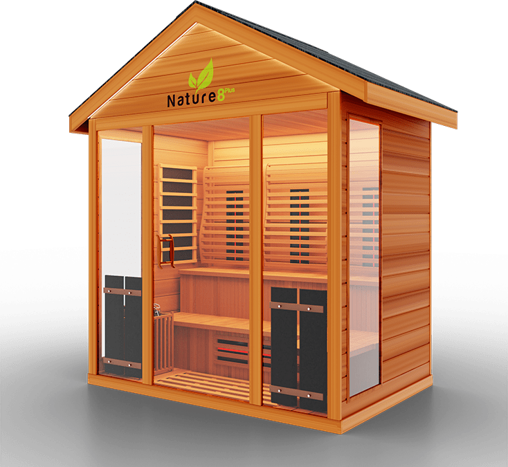 Medical Breakthrough Saunas - Nature 8 Plus - 4 Person Hybrid Steam And Infrared Outdoor Sauna - Fitness Recovery Lab