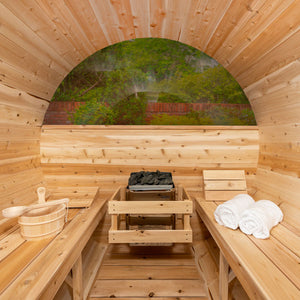 Dundalk Serenity Barrel Sauna 2-4 Persons w/ Panoramic Glass - Fitness Recovery Lab