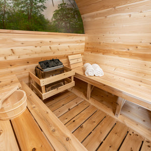 Dundalk Tranquility Barrel Sauna w/ Panoramic Glass 4-8 Persons