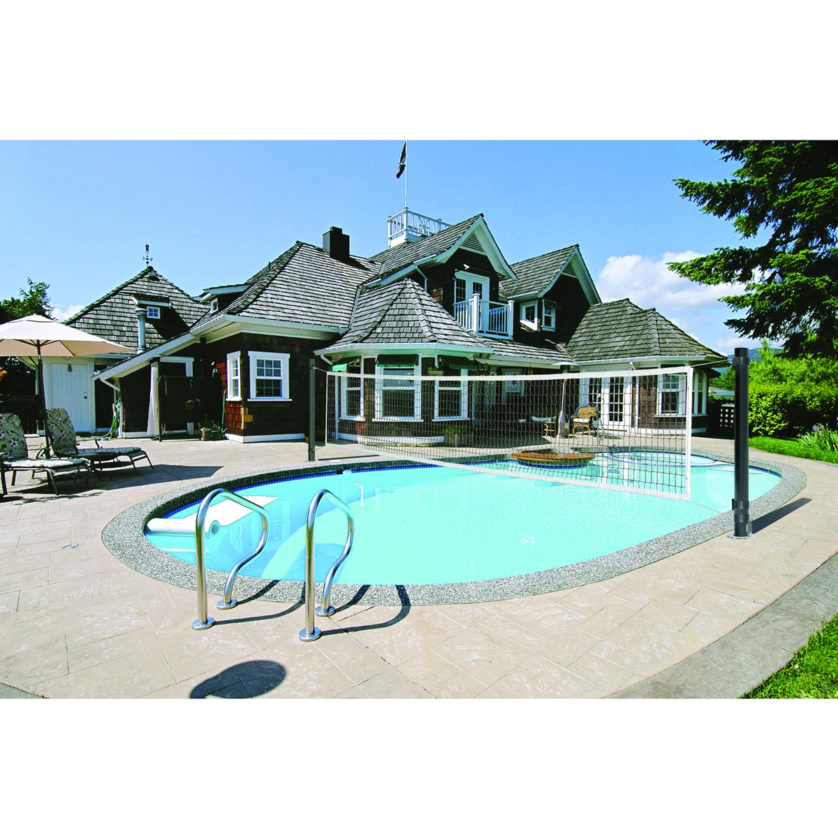 First Team Stellar Aqua 3 1/2&#39; Poolside Volleyball Net System - Fitness Recovery Lab