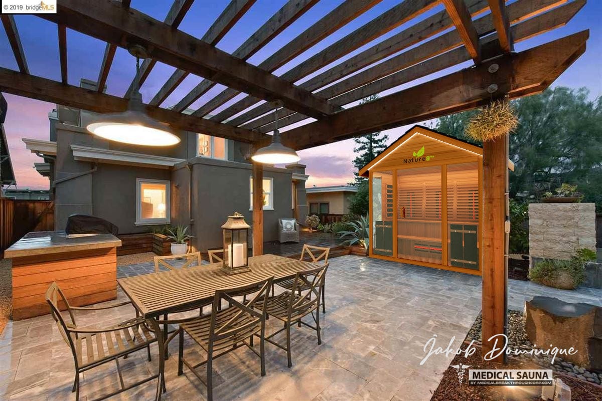 Medical Breakthrough Saunas - Nature 8 Plus - 4 Person Hybrid Steam And Infrared Outdoor Sauna - Fitness Recovery Lab