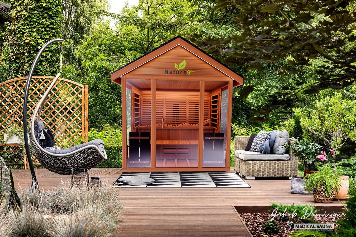 Medical Breakthrough Saunas - Nature 9 Plus 6 Person Hybrid Steam And Infrared Outdoor Sauna - Fitness Recovery Lab